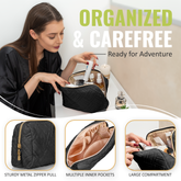 Large Embroidered Cosmetic Pouch - Panther Black